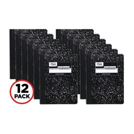 Meadproduc Mead, SQUARE DEAL COMPOSITION BOOK, WIDE/LEGAL RULE, BLACK, 9.75 X 7.5, 12PK 72936